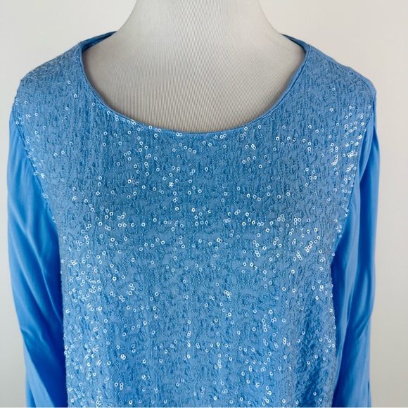 Chico’s Light Blue Sequin Top Chico’s Size 2 US Large - Picture 2 of 14